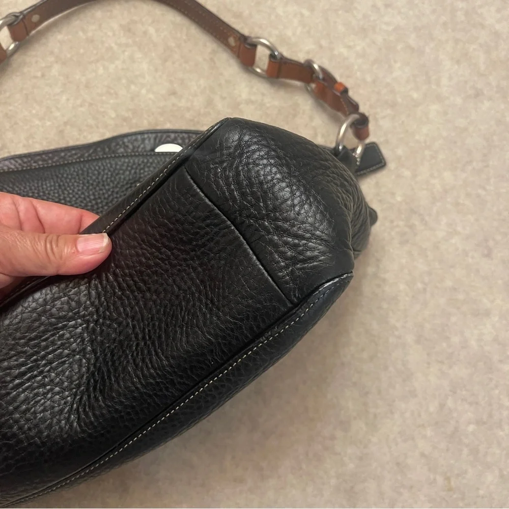 Coach Vintage Y2K Chelsea Turnlock Black Pebbled Leather Hobo Purse Bag w/ Pouch